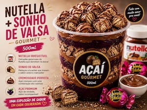 Açaí Gourmet Nutella com Sonho de Valsa — 500 ml
